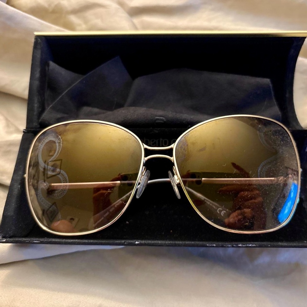 Roberto Cavalli Gambassi Gold & Brown Sunglasses with Snake Detail